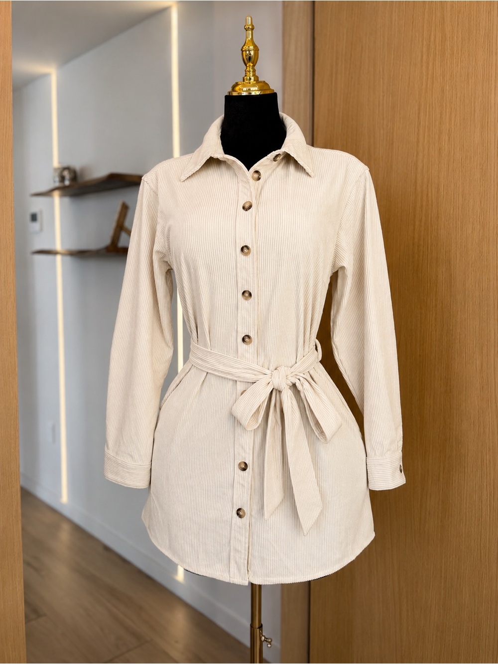 VICI Coastal Grandpa Corduroy Shirt Dress | Quiet Luxury Muse